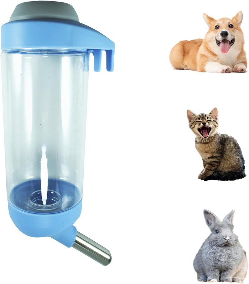 DEEUCHIS Dog Crate Water Bottle - 17 oz No Drip Kennel Pet Water Dispenser, Easy-to-Use Cage Water Bottle for Dogs, Cats, Small Animals, 500ML, Blue - Image 1